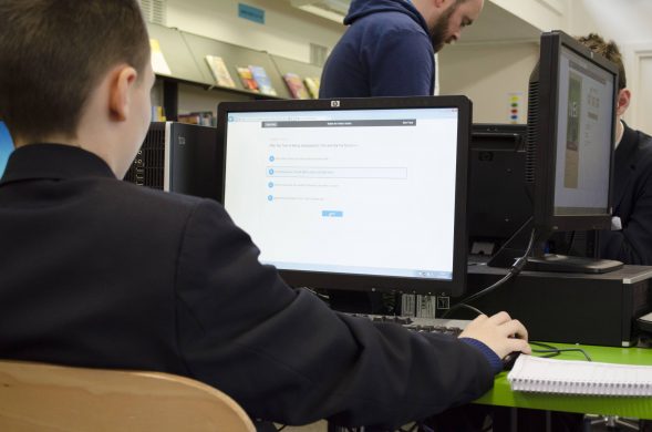 secondary school student takes an Accelerated Reader quiz