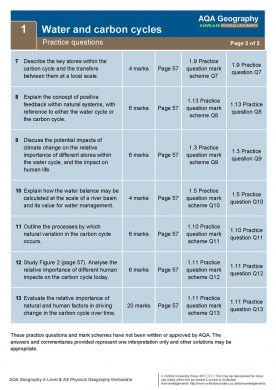 AQA A Level Geog Kerboodle practice questions