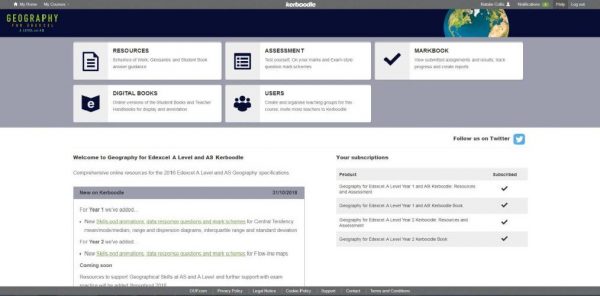 Geography for Edexcel Kerboodle homepage