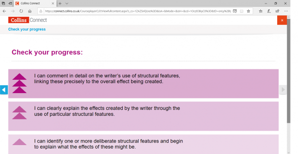 AQA GCSE English on Collins Connect - check your progress