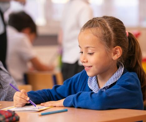 Image of pupil at desk