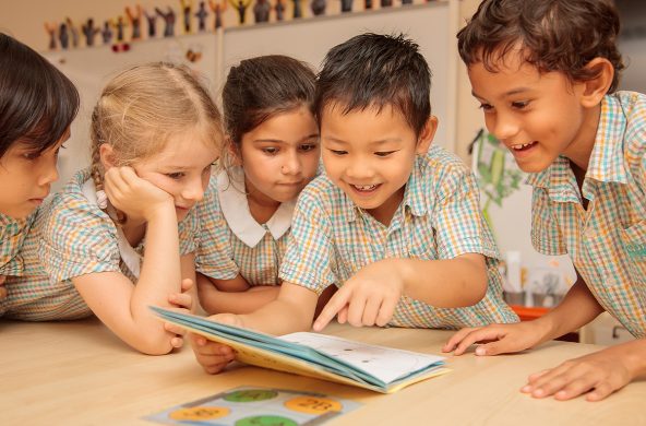 School children reading