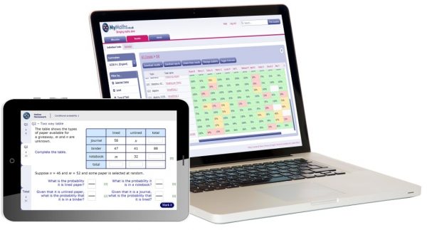 Image showing MyMaths on a tablet and a laptop