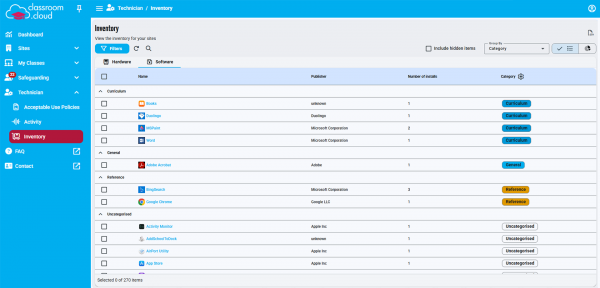 Software inventory