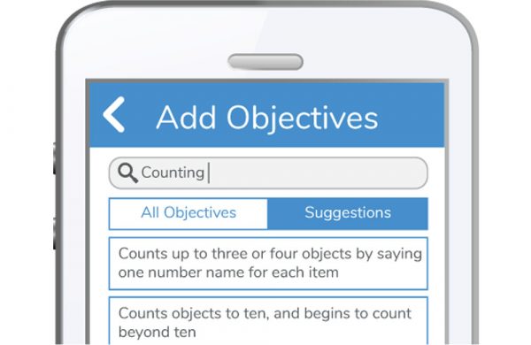 Evidence Me 'add objectives' screen