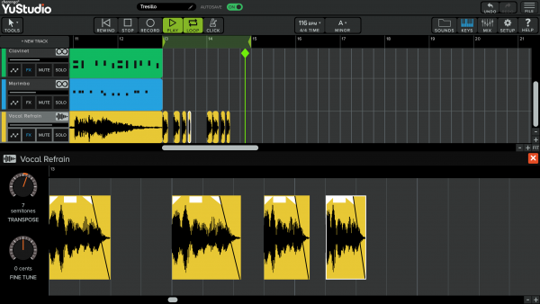 YuStudio, Charanga's full-featured DAW, is embedded in Charanga Secondary