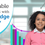 Image of a girl standing in front of charts and graphs with the text 'Actionable Insights with Cambridge Primary Insight'